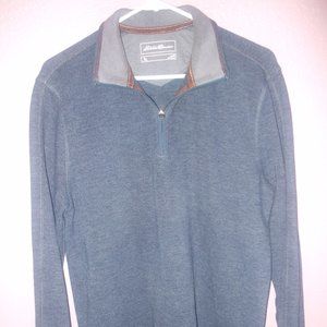 Eddie Bauer Sweater Mens Medium Quarter-Zip Long Sleeve Pullover Blue Grey